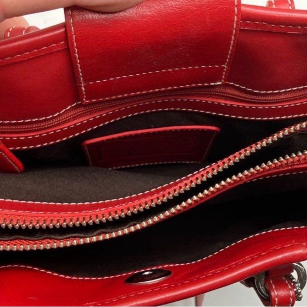 Coach Straw Tote with Red Leather Trim - Picture 5 of 9